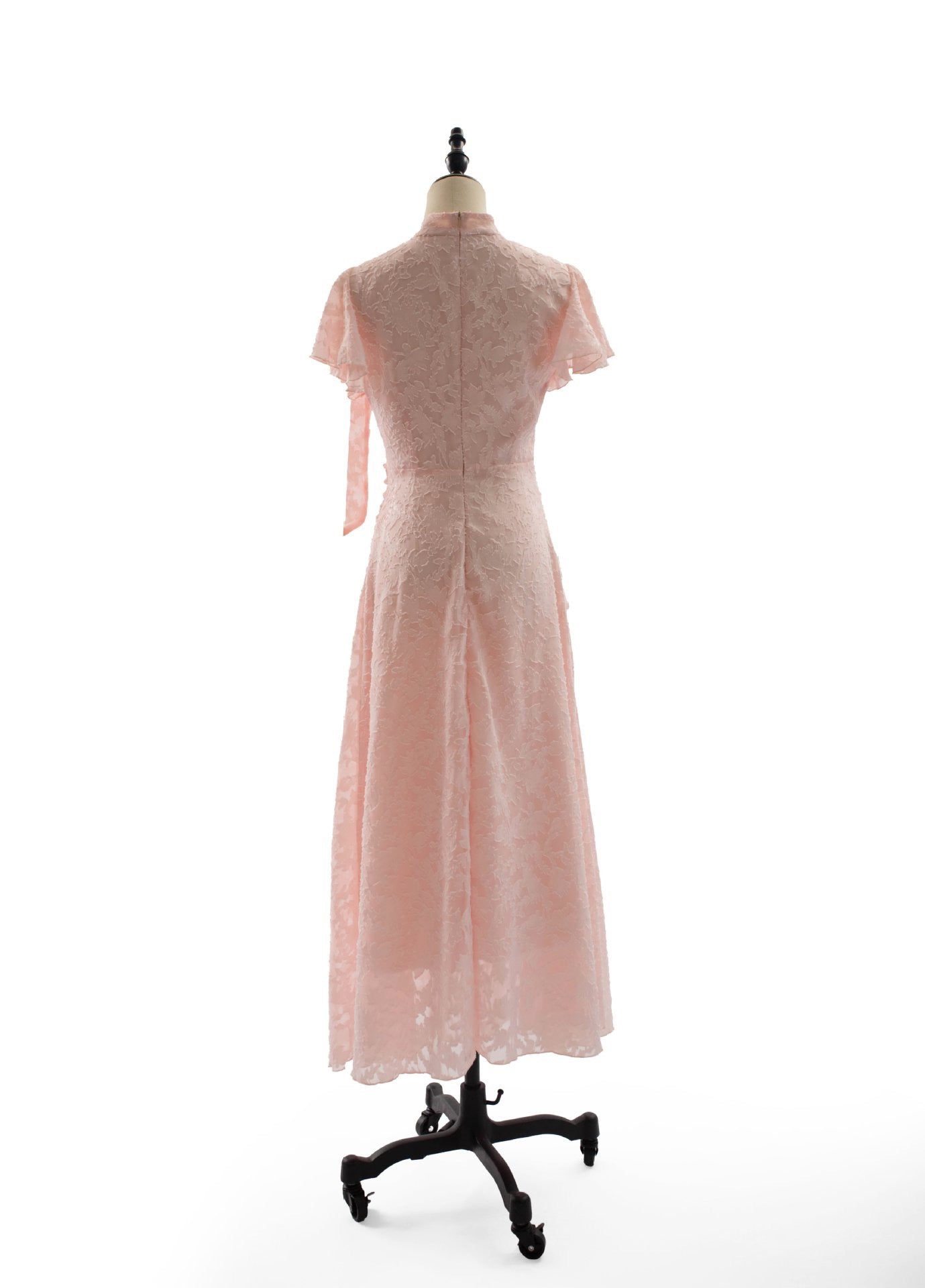efc1282870e4eeec345c1ab34ad03ae0 BOW NECK FLUTTER SLEEVE LACE MAXI DRESS