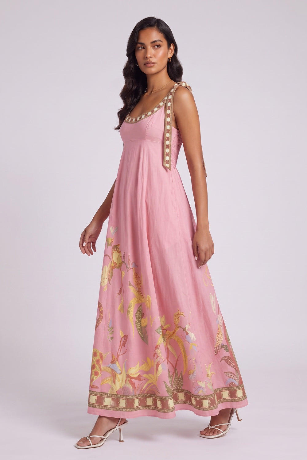 TIE STRAP TROPICAL MAXI DRESS | BEACH VACATION