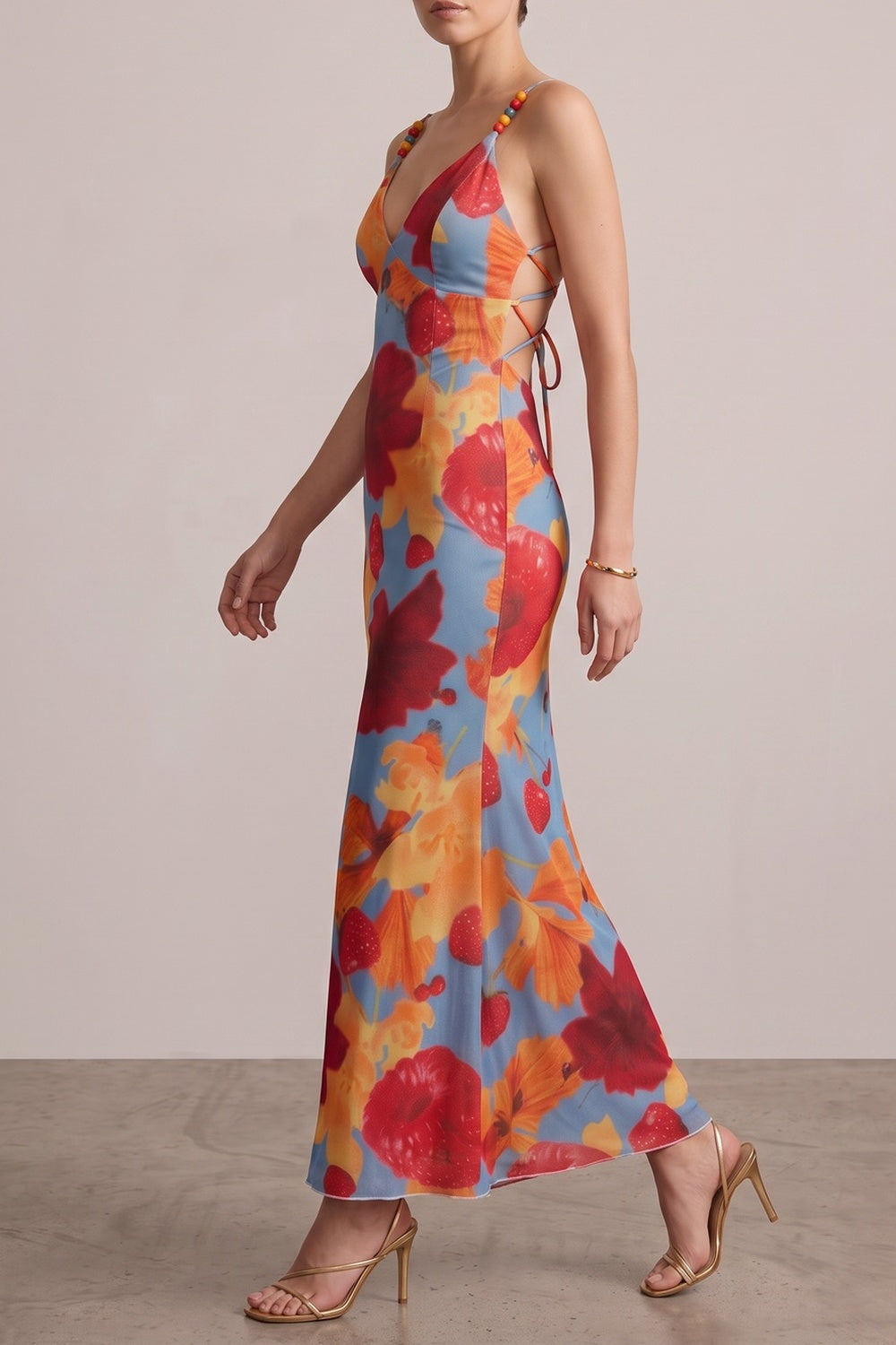f5de380687bde891 BEADED STRAP TROPICAL FLORAL MERMAID MAXI DRESS