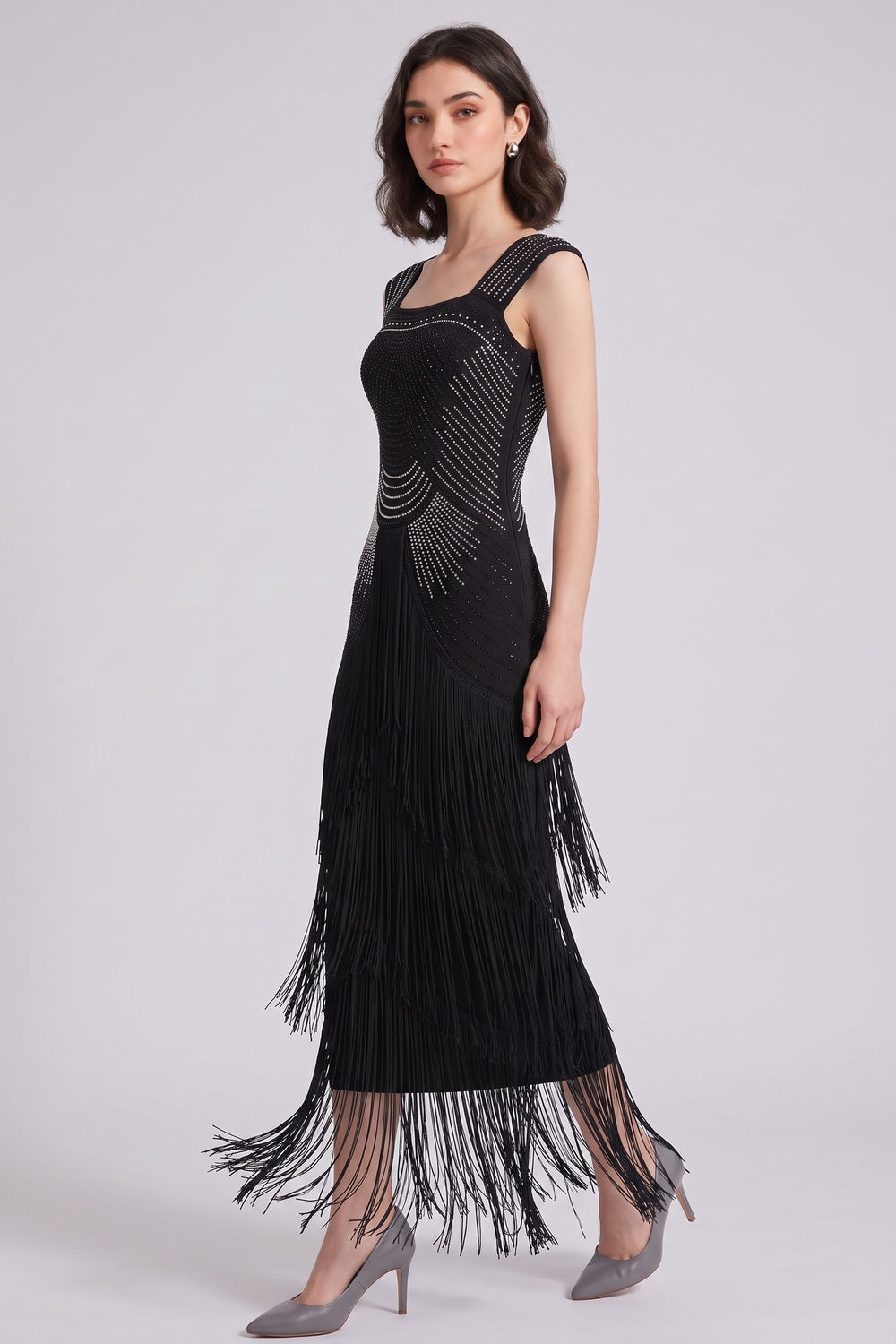f5f8f844d9705e1c BLACK ART DECO BEADED SHEATH COCKTAIL DRESS FRINGE
