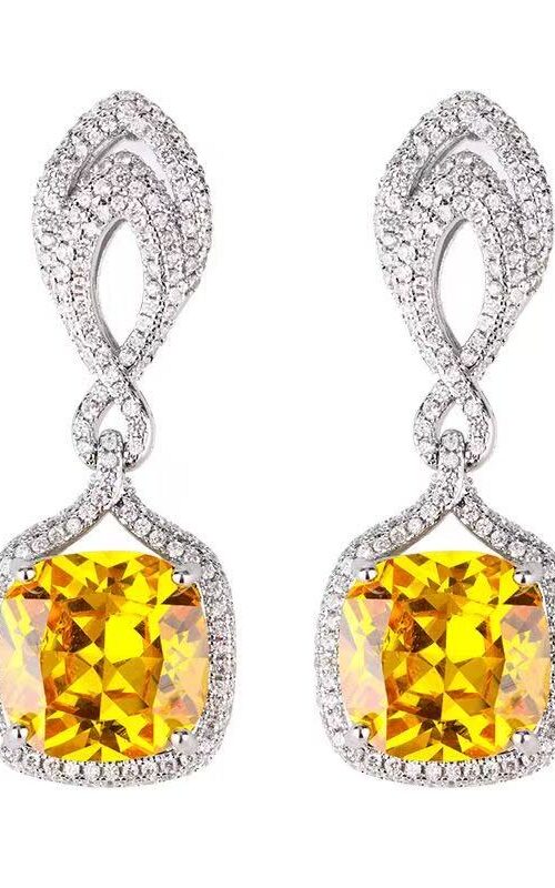 f67455072dd6f208ffda3d99f5e47a62 HELEN CUSHION CUT GEMSTONE SILVER DROP EARRINGS