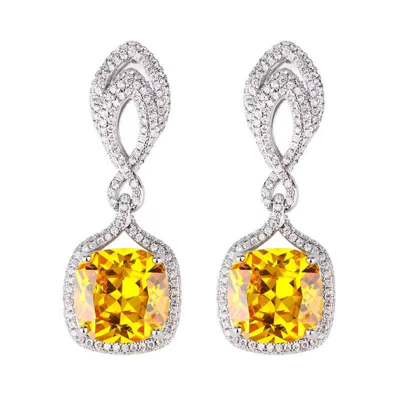 f67455072dd6f208ffda3d99f5e47a62 HELEN CUSHION CUT GEMSTONE SILVER DROP EARRINGS