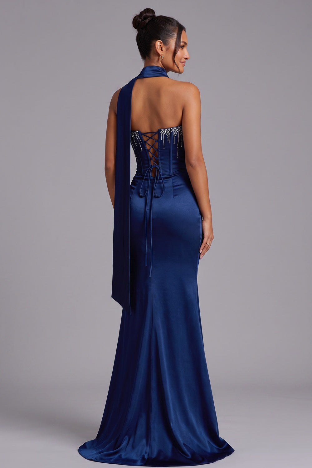 f914722fb790d5c3 DEEP BLUE STRAPLESS RHINESTONE CAPE EVENING GOWN