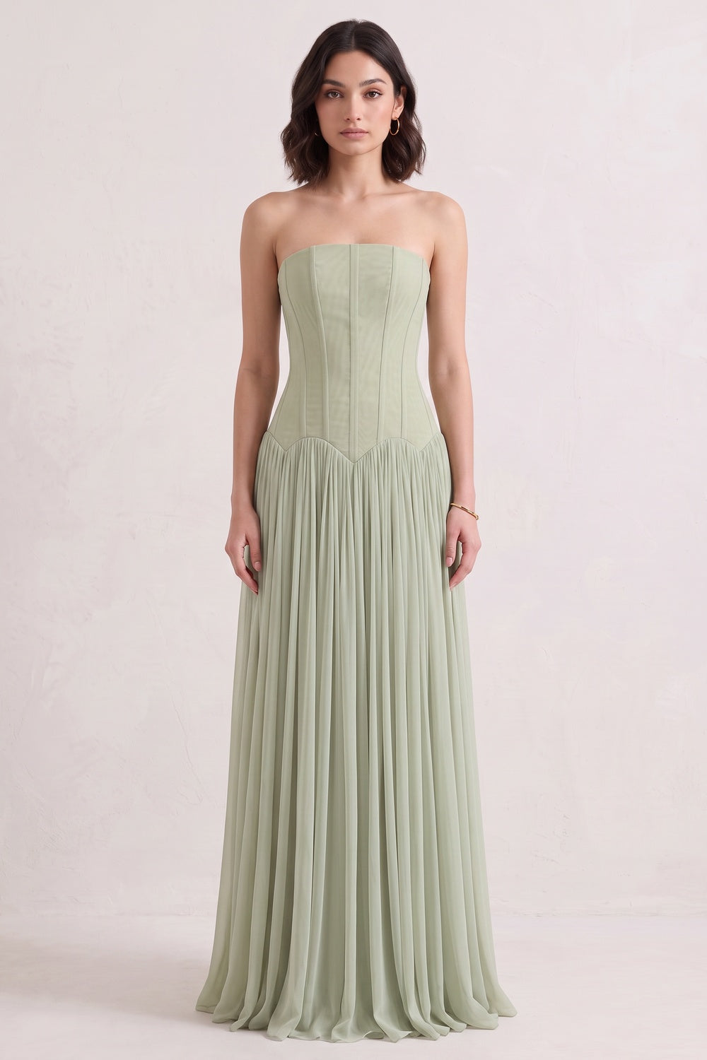 SAGE GREEN CHIFFON A-LINE FORMAL GOWN