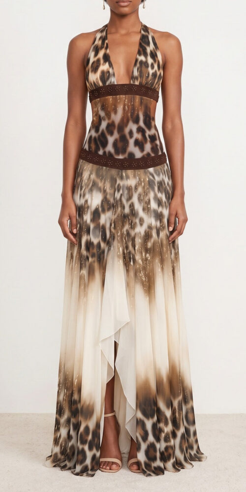 fa78a2de27a5907f HALTER LEOPARD MAXI DRESS BEADED SPLIT EVENING
