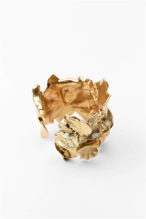 metallic-textured-flowers-bracelet-sa00605162813-gold-sunfere-131364 3D TEXTURED FLORAL GOLD CUFF BRACELET