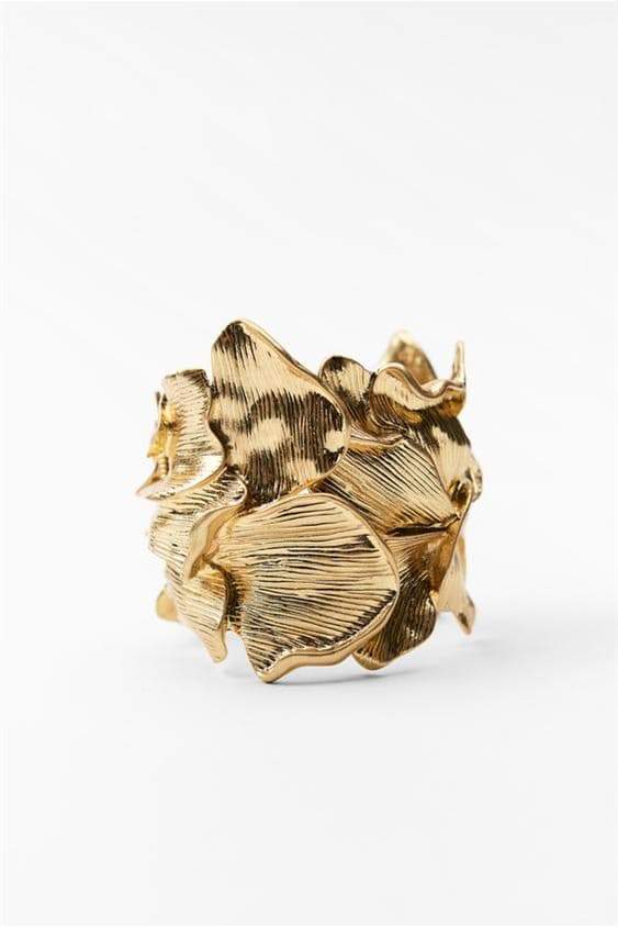 metallic-textured-flowers-bracelet-sa00605162813-gold-sunfere-430186 3D TEXTURED FLORAL GOLD CUFF BRACELET