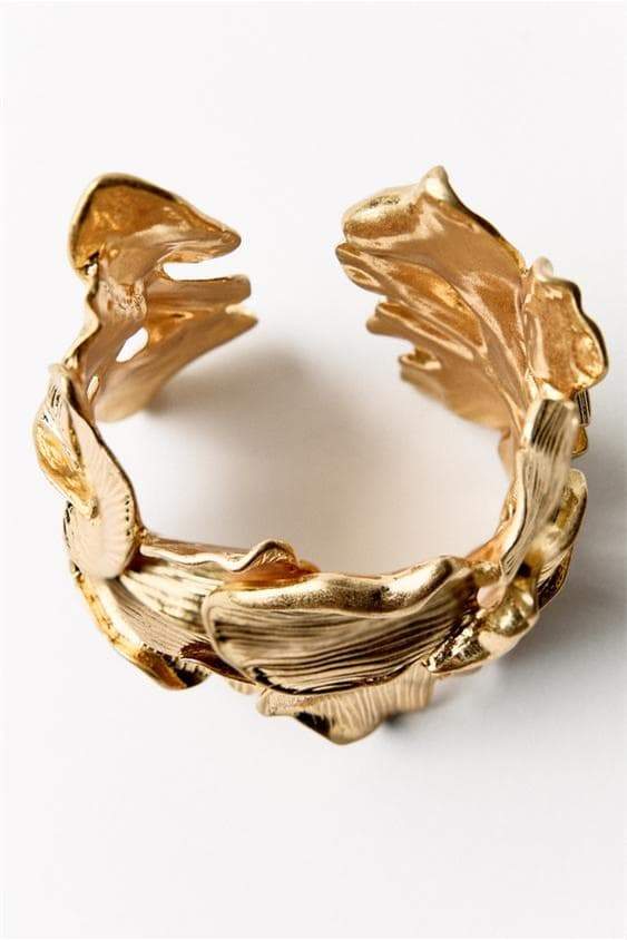 metallic-textured-flowers-bracelet-sa00605162813-gold-sunfere-462217 3D TEXTURED FLORAL GOLD CUFF BRACELET