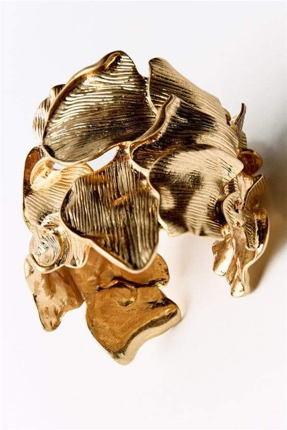 metallic-textured-flowers-bracelet-sa00605162813-gold-sunfere-487778 3D TEXTURED FLORAL GOLD CUFF BRACELET