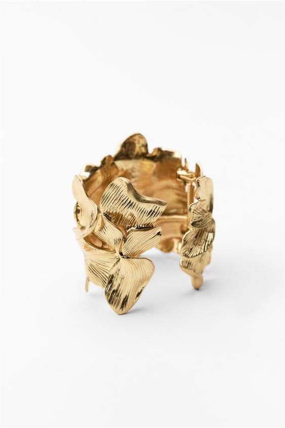metallic-textured-flowers-bracelet-sa00605162813-gold-sunfere-518798 3D TEXTURED FLORAL GOLD CUFF BRACELET