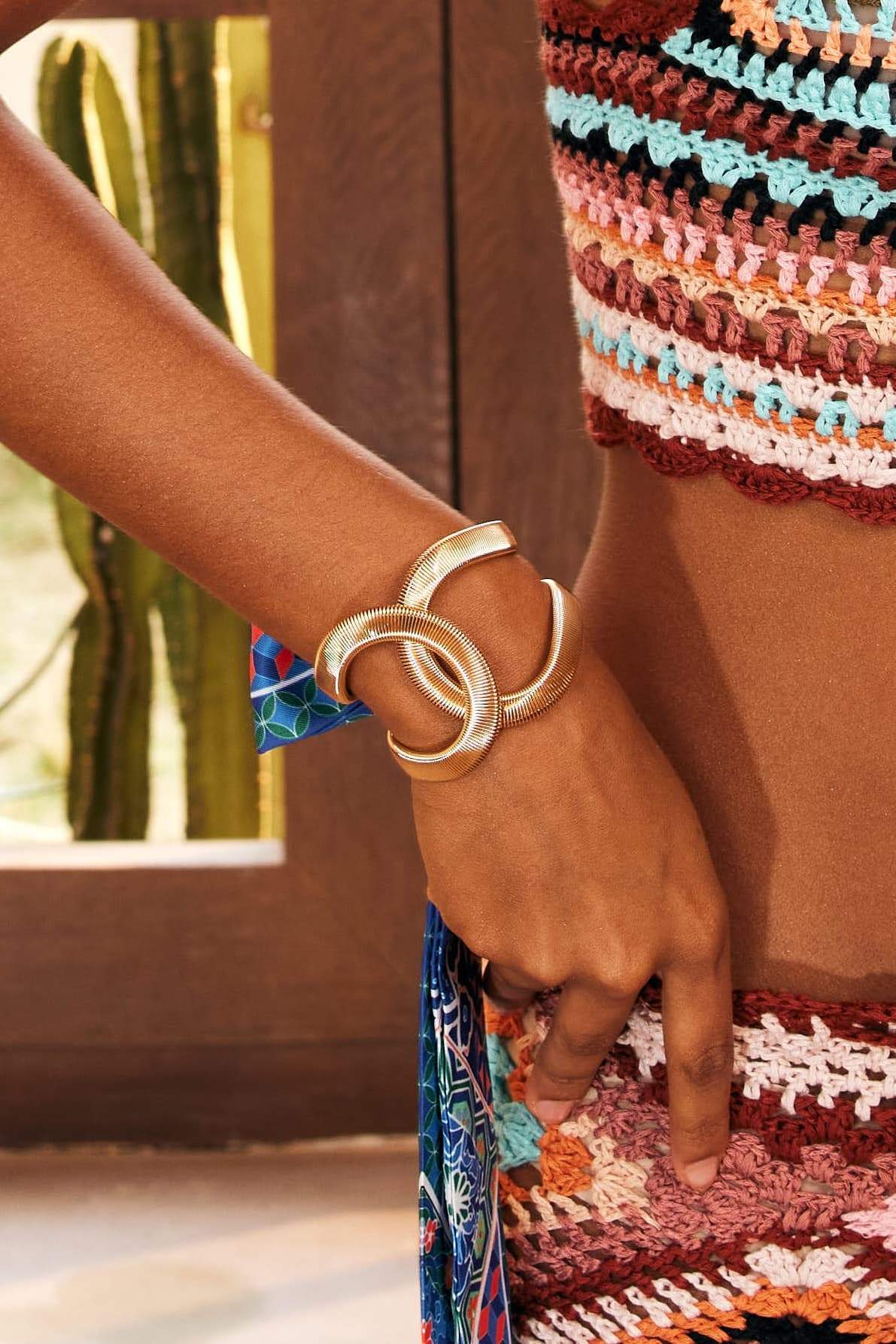 metallic-textured-geometric-bracelet-sa00601312248-gold-sunfere-255413 GOLD TWISTED RIBBED OPEN CUFF BANGLE BRACELET