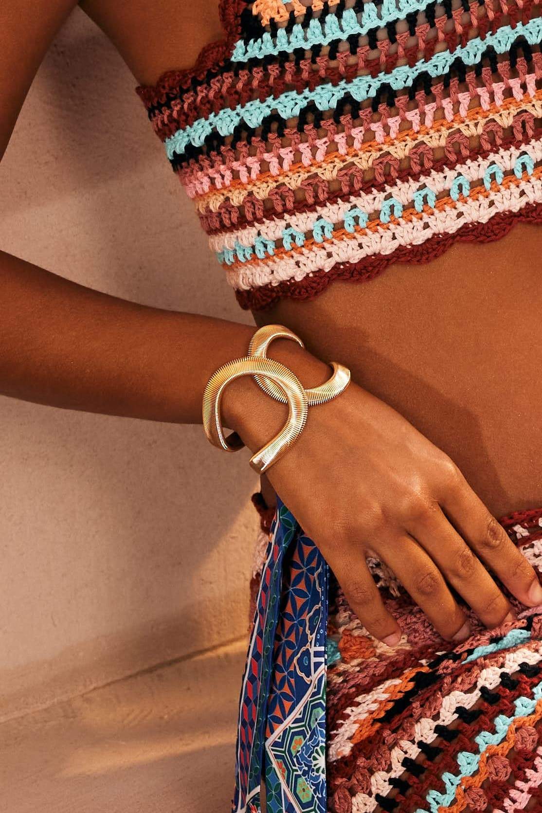 metallic-textured-geometric-bracelet-sa00601312248-gold-sunfere-538459 GOLD TWISTED RIBBED OPEN CUFF BANGLE BRACELET