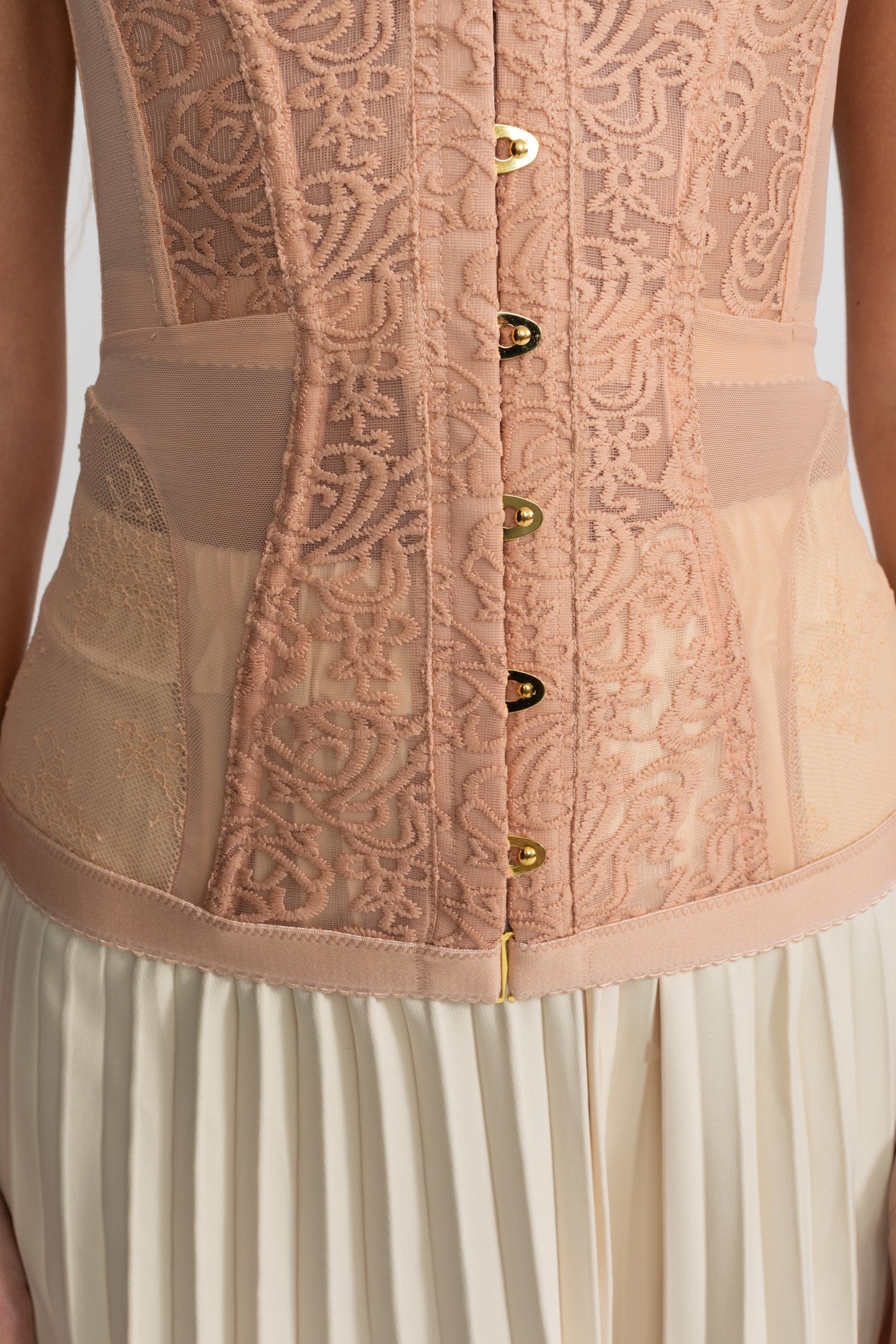 sd-1348 BLUSH FLORAL LACE STRAPLESS SWEETHEART CORSET TOP