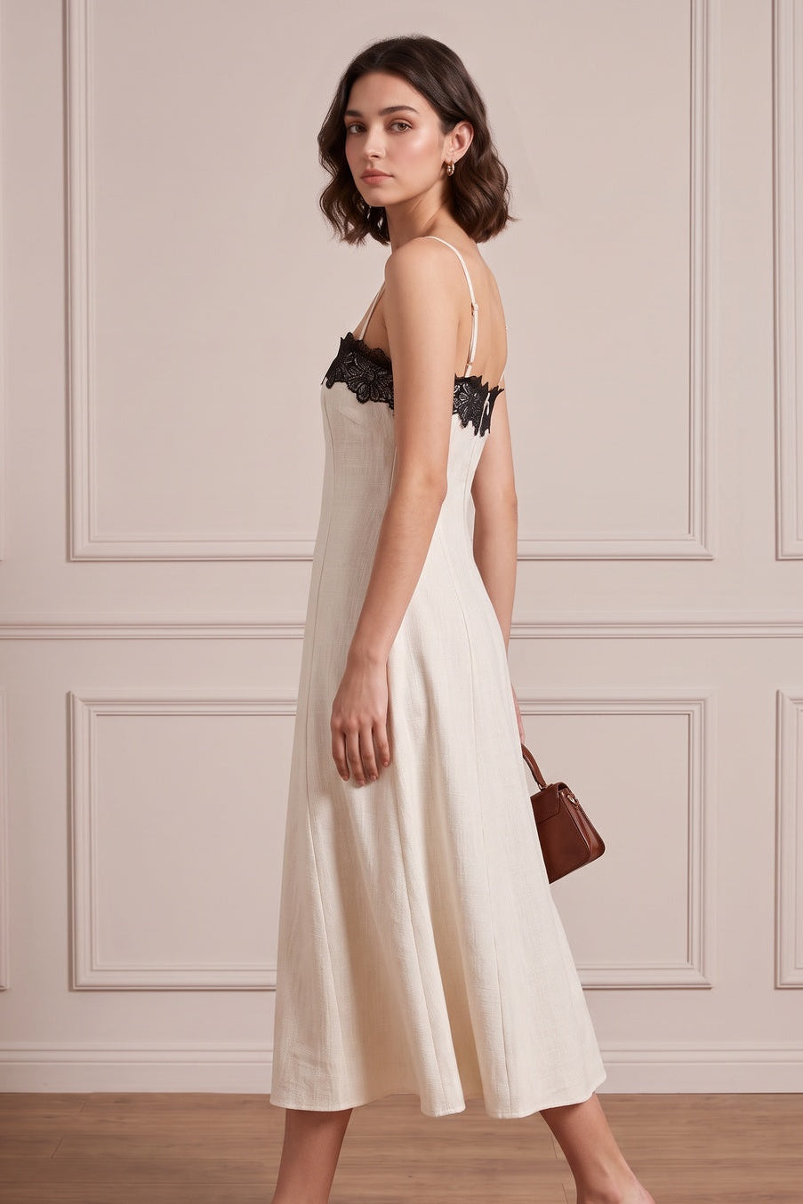 05ed480ee4318428 WOMENS OFF-WHITE LINEN A-LINE DRESS CASUAL
