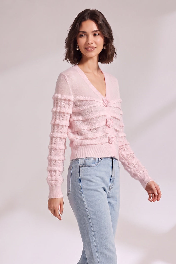 0b4a971c6b669783 LIGHT PINK CROPPED FITTED CARDIGAN - CASUAL & WORK