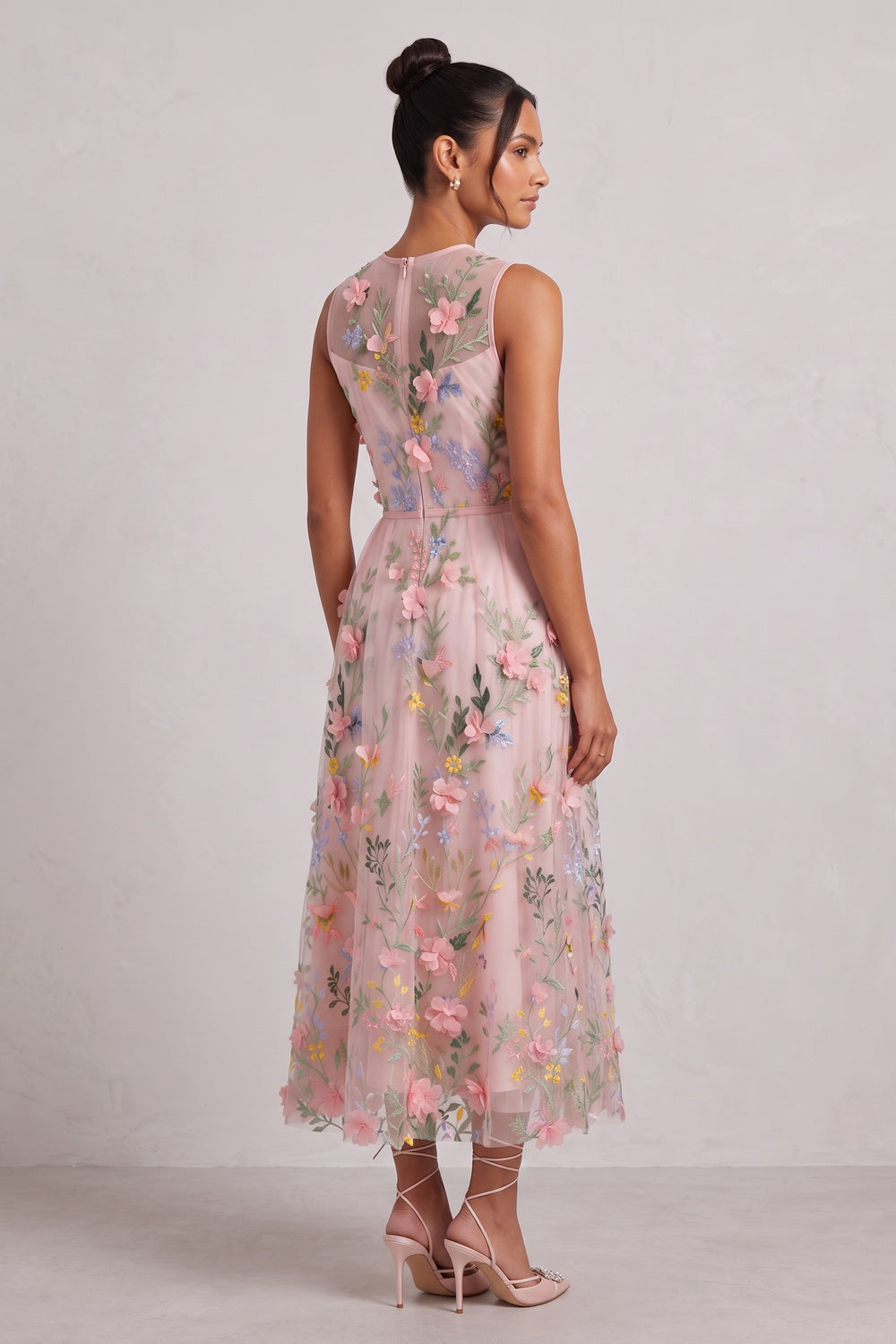 PALE PINK TULLE A-LINE PROM DRESS