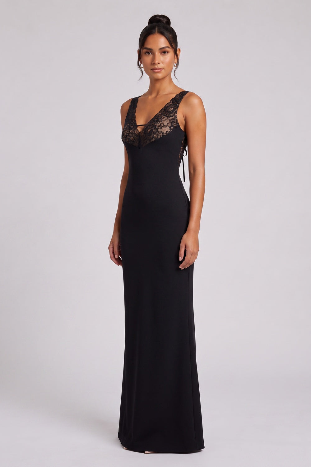 10925d3c197ec0c4 BLACK LACE BODICE COLUMN GOWN – FORMAL EVENING DRESS