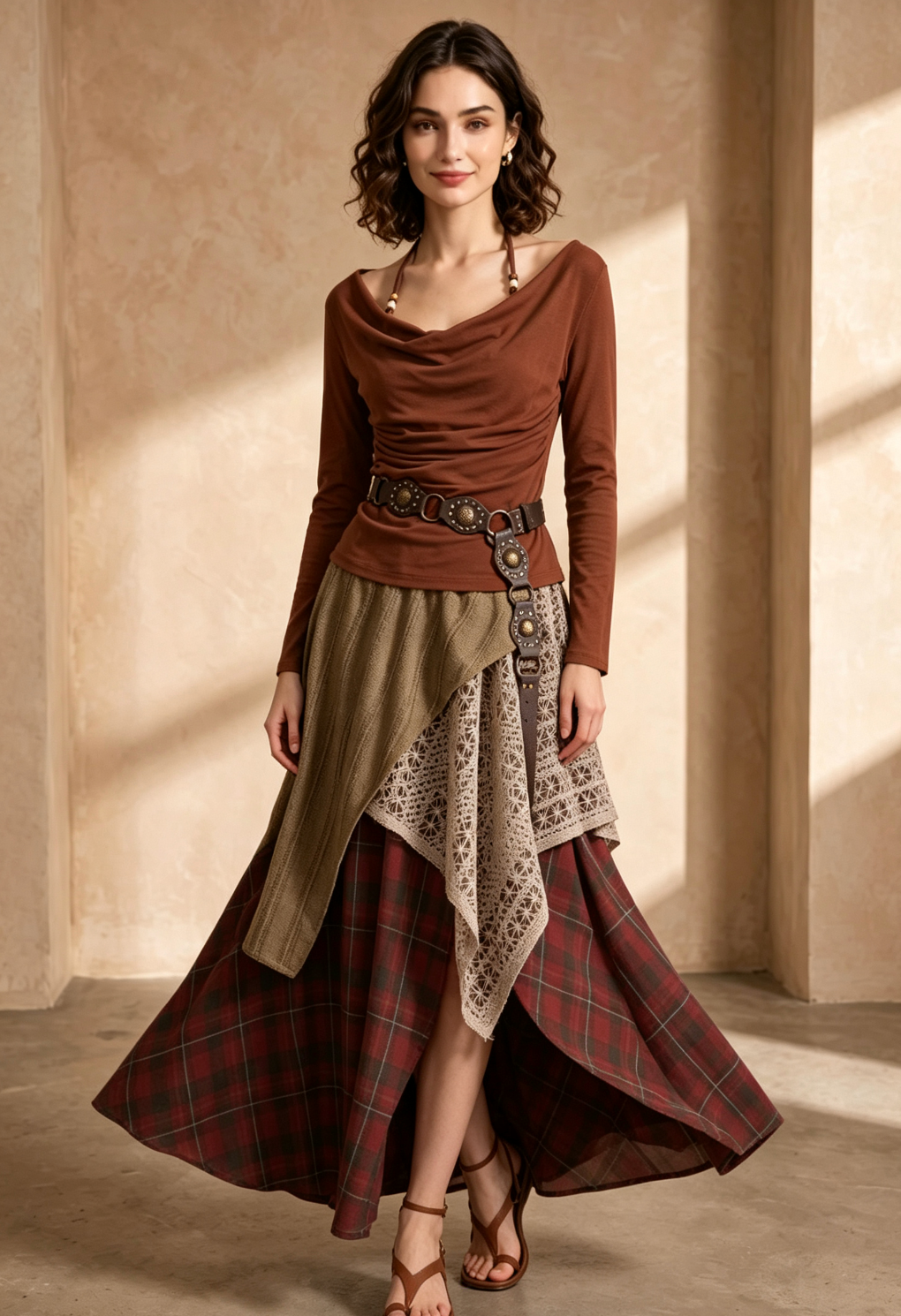 13a3fbcc431e5f08e01e97919c8b330e RUST FLARED SKIRT TWO-PIECE SET – FITTED JERSEY TOP