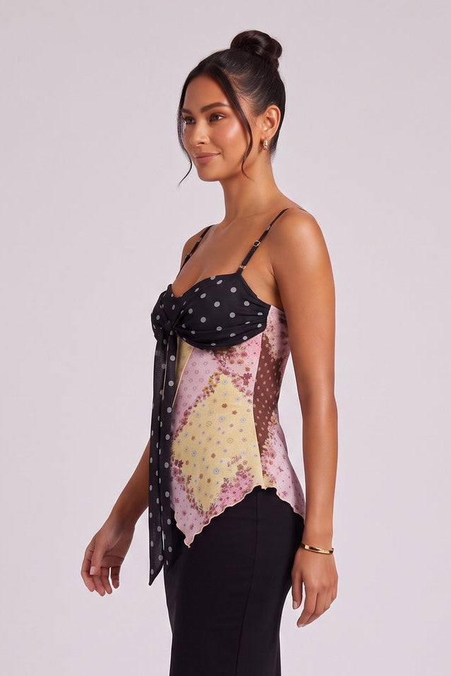 16996873342aa261 SHEER CHIFFON ASYMMETRIC HANKY HEM CAMI TOP
