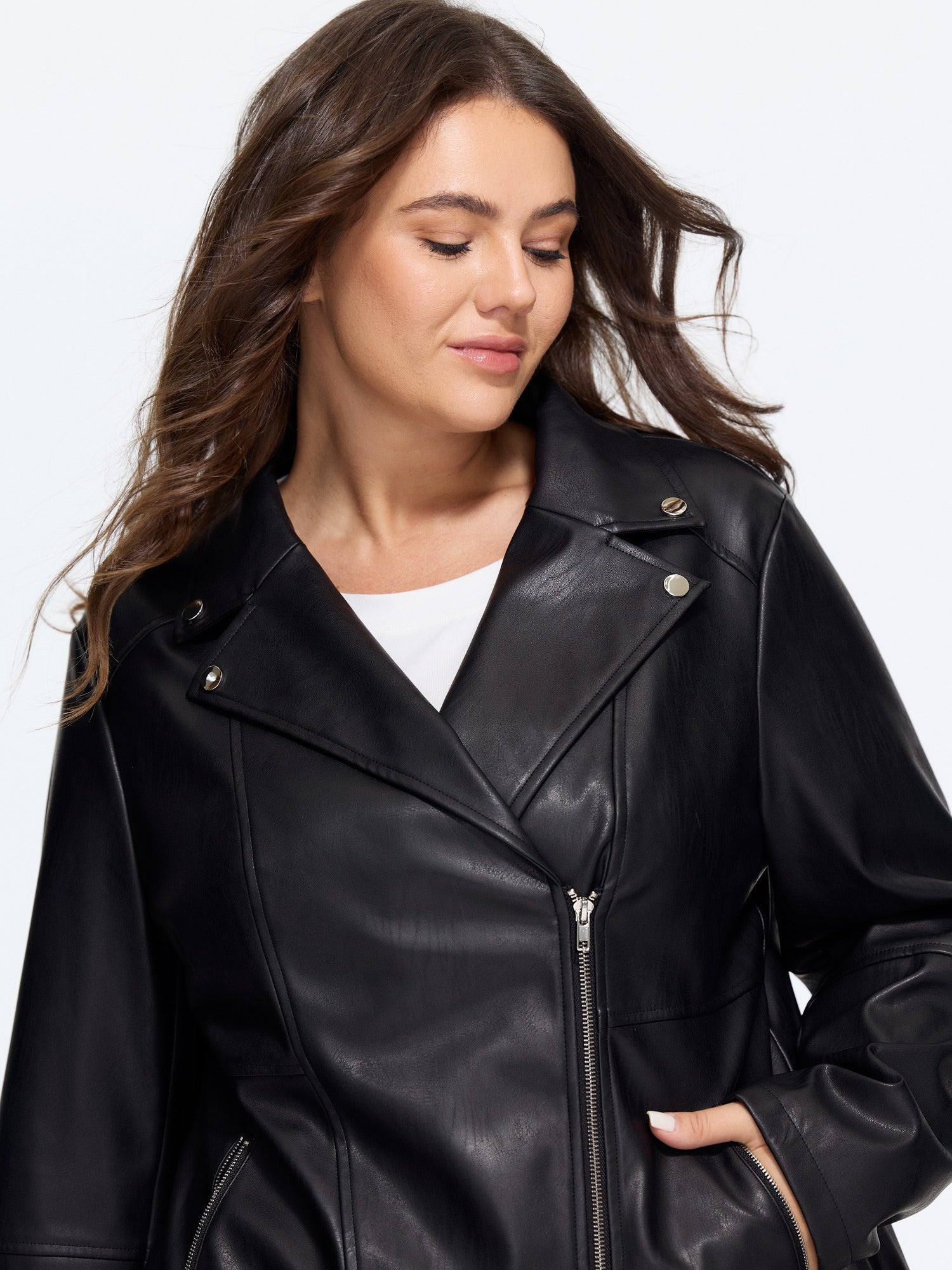 1788341877216_ca27ea ASYMMETRIC ZIP BIKER JACKET - LAPEL COLLAR STREET STYLE
