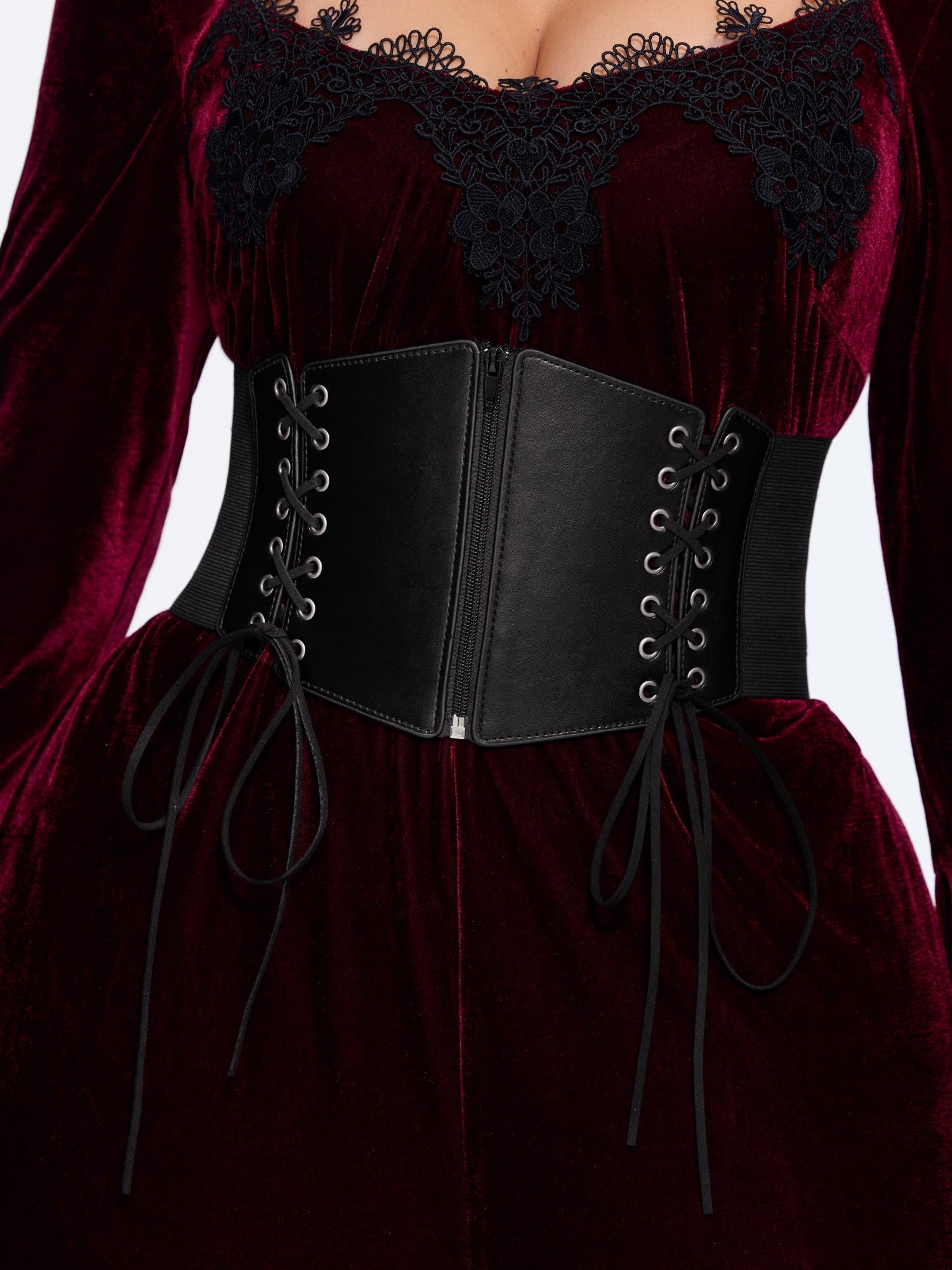 1788511249482_1399bd FAUX LEATHER LACE-UP CORSET BELT - ZIPPER, PARTY
