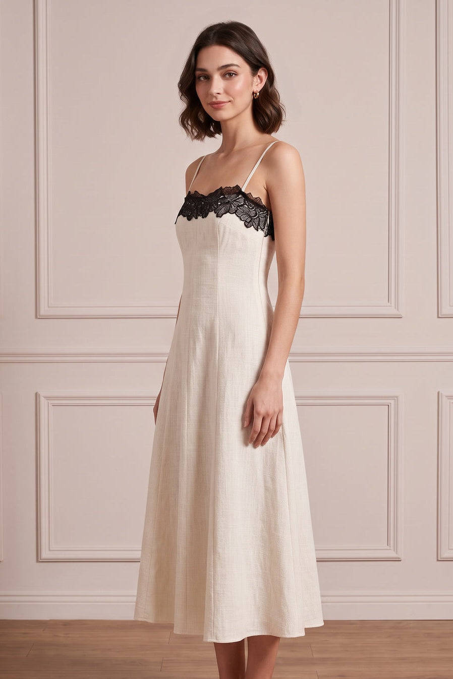 1990b406c6f90266 WOMENS OFF-WHITE LINEN A-LINE DRESS CASUAL