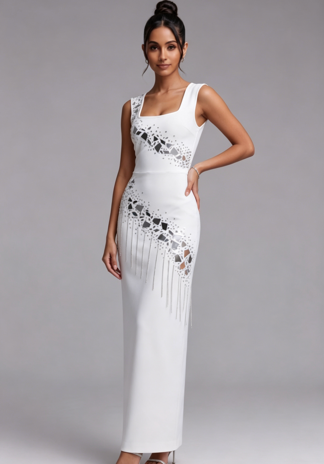 1a0032258fb2c810dde7a9ba35e739e0 WHITE RHINESTONE COLUMN MAXI DRESS – FORMAL