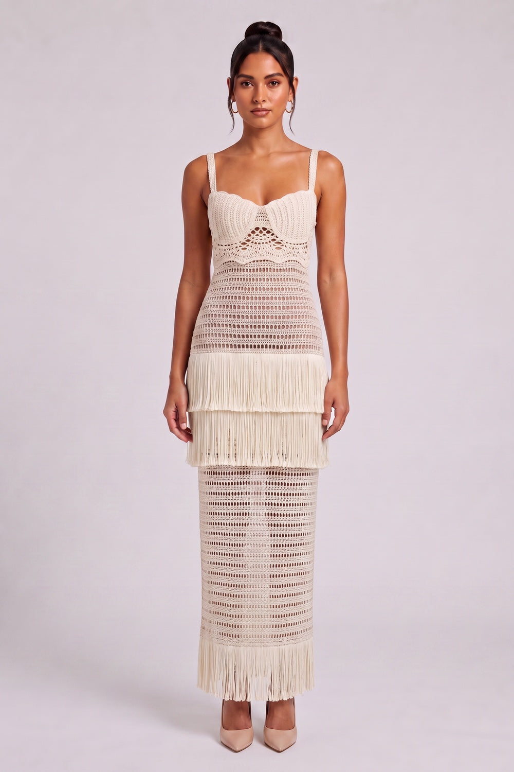 1af943b111046af1 CREAM CROCHET COLUMN DRESS - BOHO WEDDING GUEST