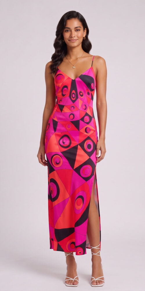 1bd56d051668f2cb HOT PINK SATIN COLUMN SLIP DRESS - FORMAL EVENING