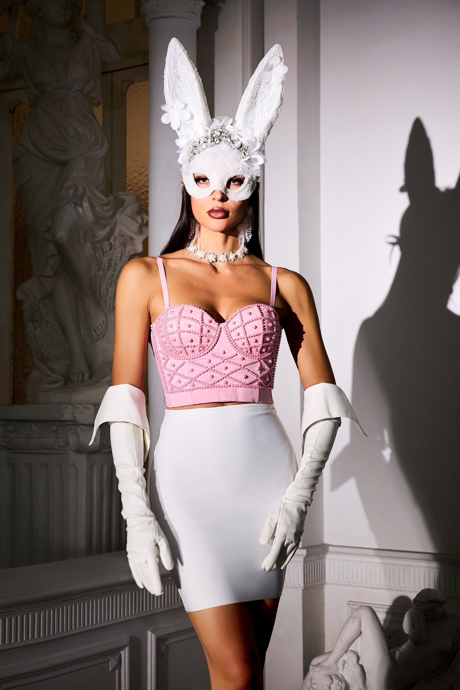 2024-9-11-3670 YENEY PINK BUCKLED PEARL TOP - PARTY & EVENING