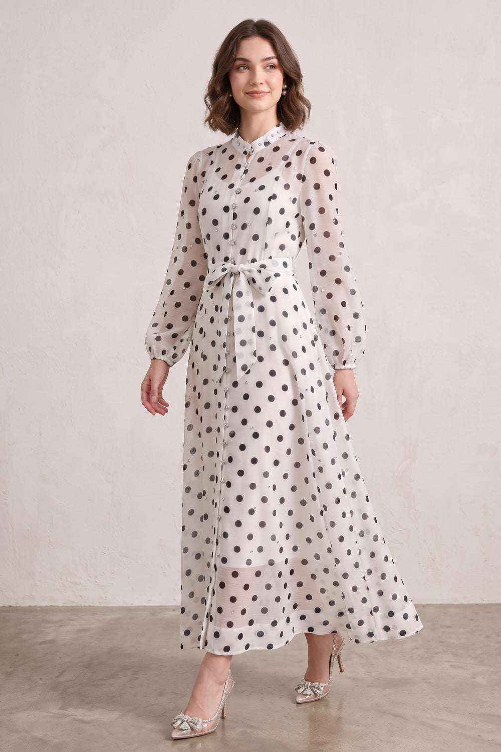 212067f95f32fdf2 WHITE SHEER CHIFFON A-LINE MAXI DRESS