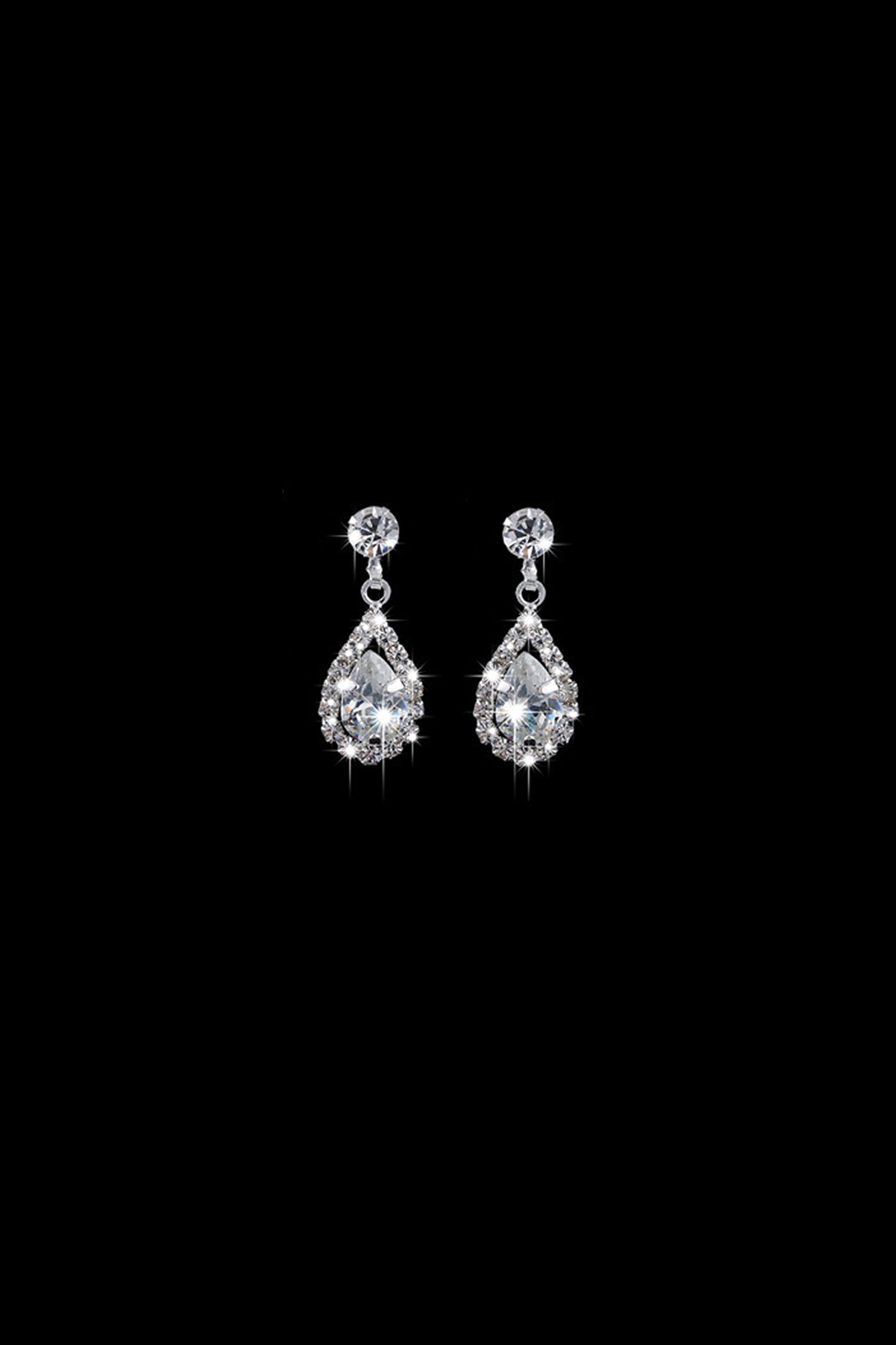 23-_30 SILVER RHINESTONE DROP EARRINGS - PARTY & WEDDING