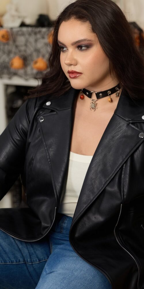 238643692_rw ASYMMETRIC ZIP BIKER JACKET - LAPEL COLLAR STREET STYLE