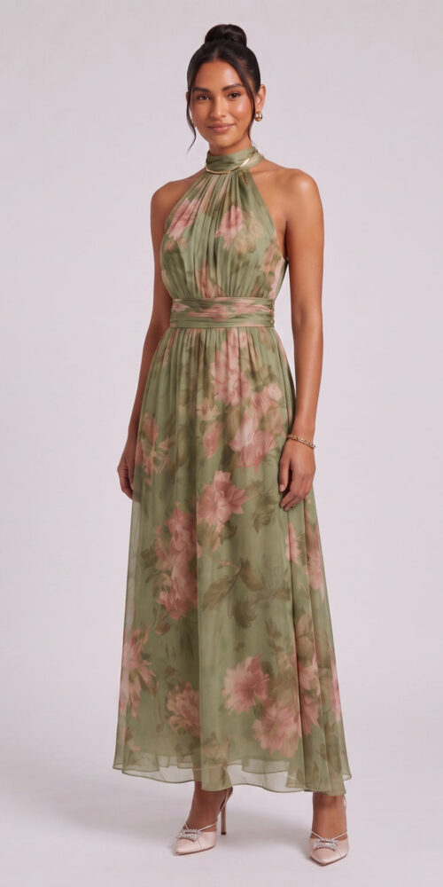 28e78847efb352ae OLIVE GREEN CHIFFON A-LINE DRESS – WEDDING GUEST