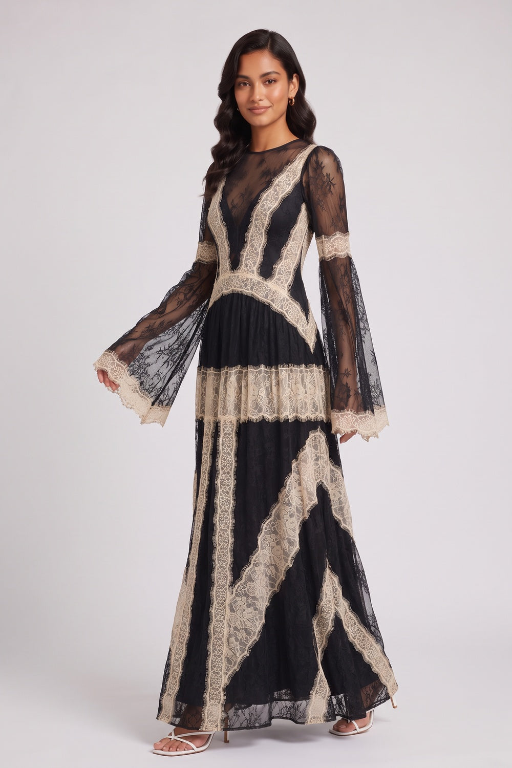 293a3500f0cc7d13 BLACK FLORAL LACE A-LINE GOWN – FORMAL & WEDDING