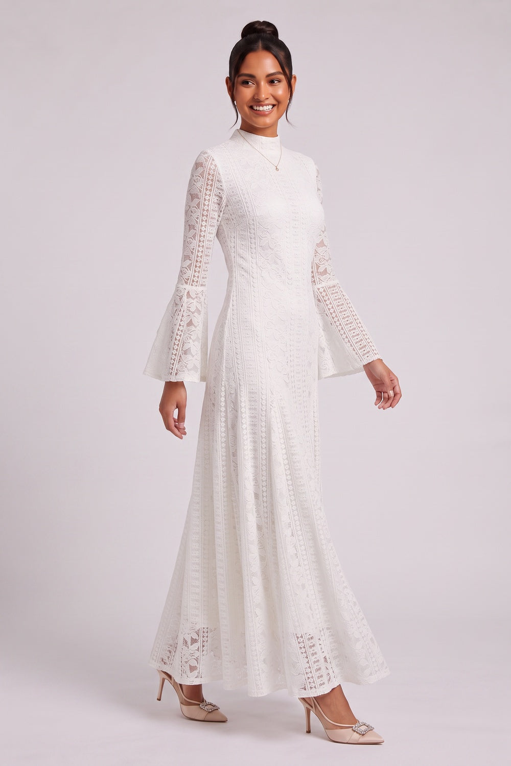 29caeef938893a93 WHITE LACE A-LINE DRESS – WEDDING GUEST COCKTAIL