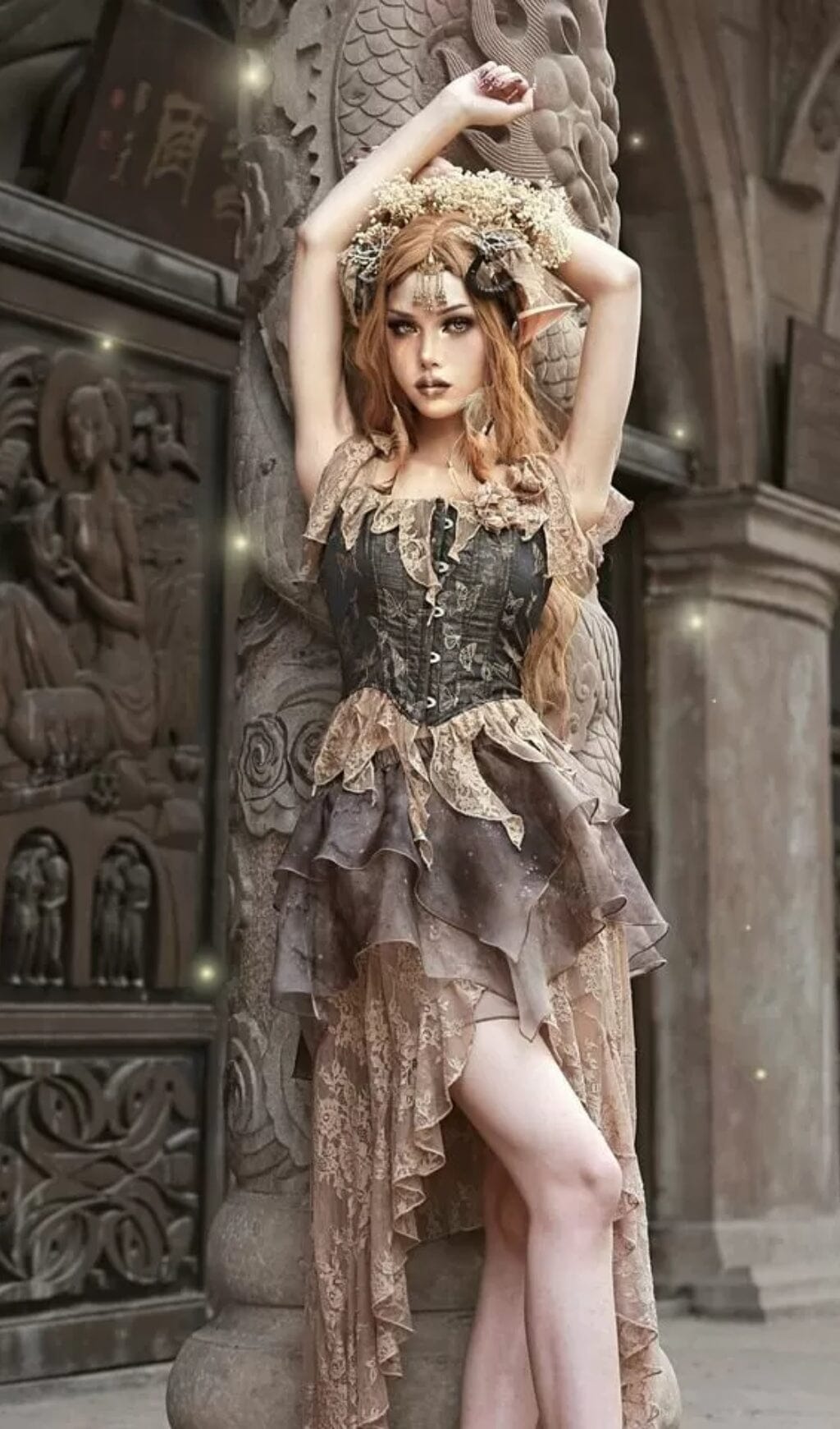 2_5b6f9e6c-0b2a-43f4-9838-463068606d0d GOTHIC FISHBONE CORSET TOP - RETRO LEAF PARTY