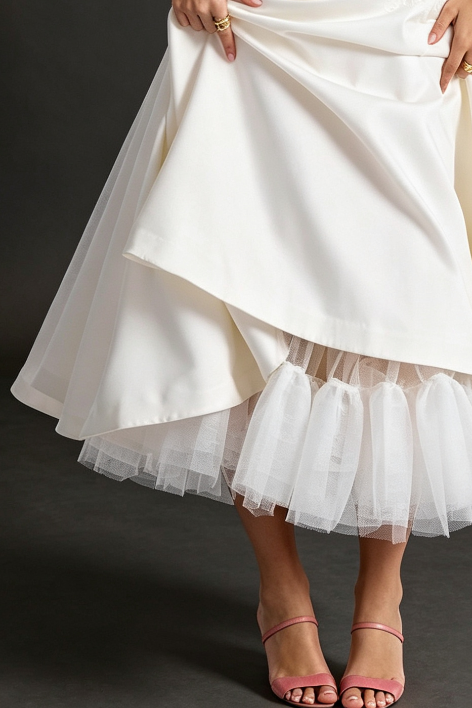 2_fe260b47-fc06-4170-a9e3-393e886fb503 IVORY SATIN MIDI FIT-AND-FLARE WEDDING GUEST DRESS