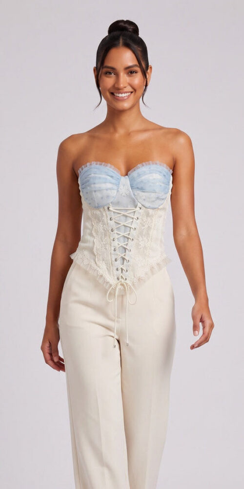 2a8d833faab3cbc7 CREAM FLORAL LACE CORSET BUSTIER TOP