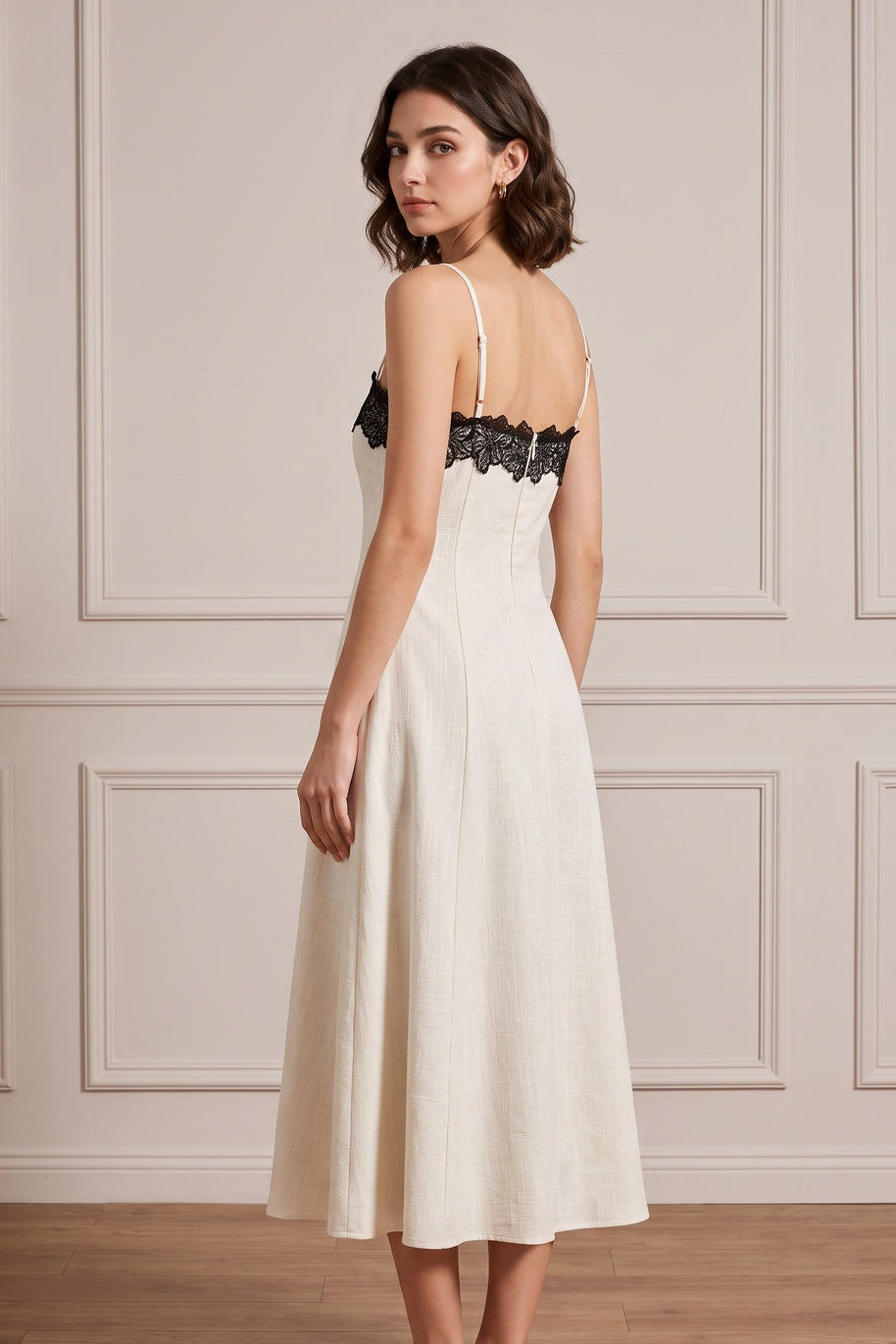 2ab0b6d4fefabcac WOMENS OFF-WHITE LINEN A-LINE DRESS CASUAL