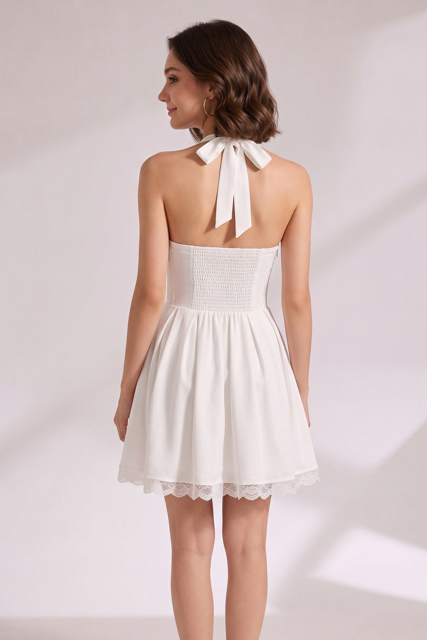 31866de1b97ecbec WHITE WOVEN A-LINE DRESS – CASUAL & FORMAL STYLE