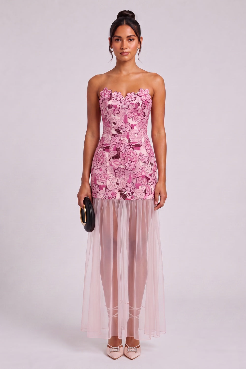 31d6b60a575a0e8e DUSTY PINK LACE COLUMN MINI DRESS WITH SHEER OVERLAY