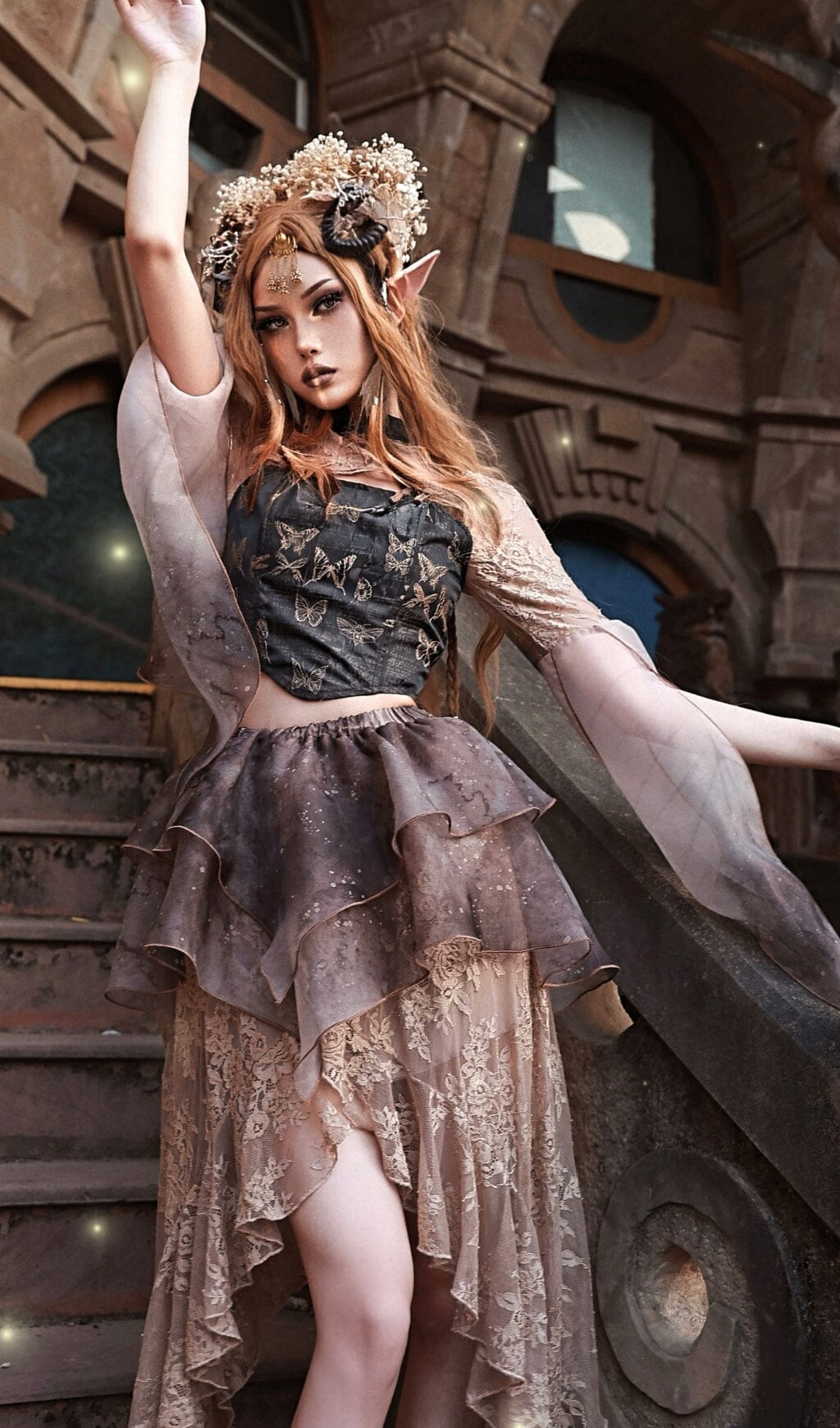 3_0dcd3513-cb75-4228-8bd3-4c62e4c43d79 BUTTERFLY LACE LONG SLEEVE BLOUSE FOR DATE NIGHT