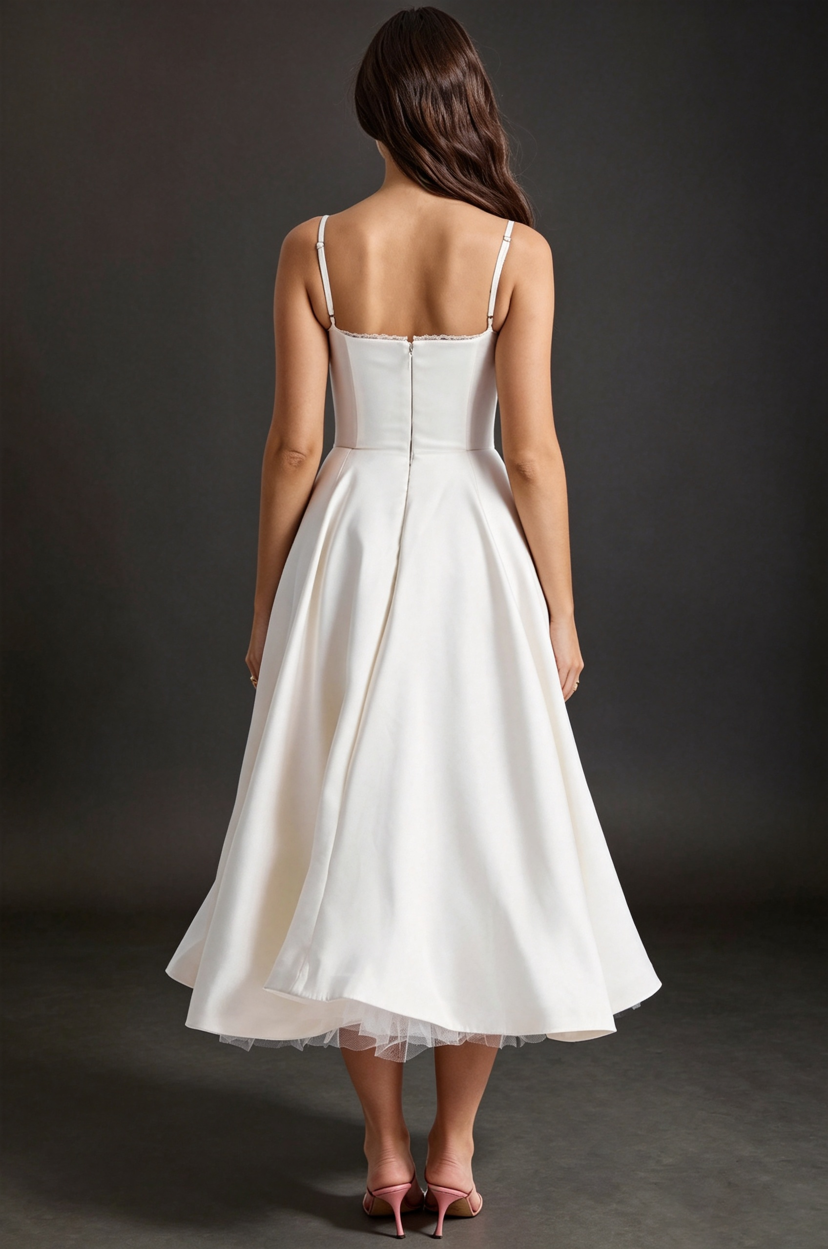 3_fbe403b5-2997-41c4-af32-1737c852eb39 IVORY SATIN MIDI FIT-AND-FLARE WEDDING GUEST DRESS