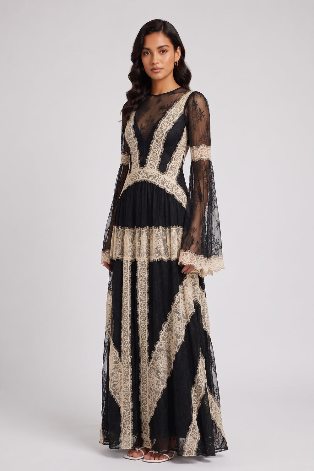 3a837d238c16c438 BLACK FLORAL LACE A-LINE GOWN – FORMAL & WEDDING