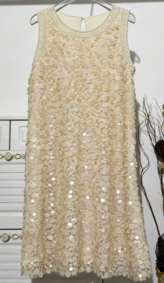 3b391e318815a49e68e15303e8859462 CREAM SEQUIN MESH SHIFT DRESS – PARTY COCKTAIL