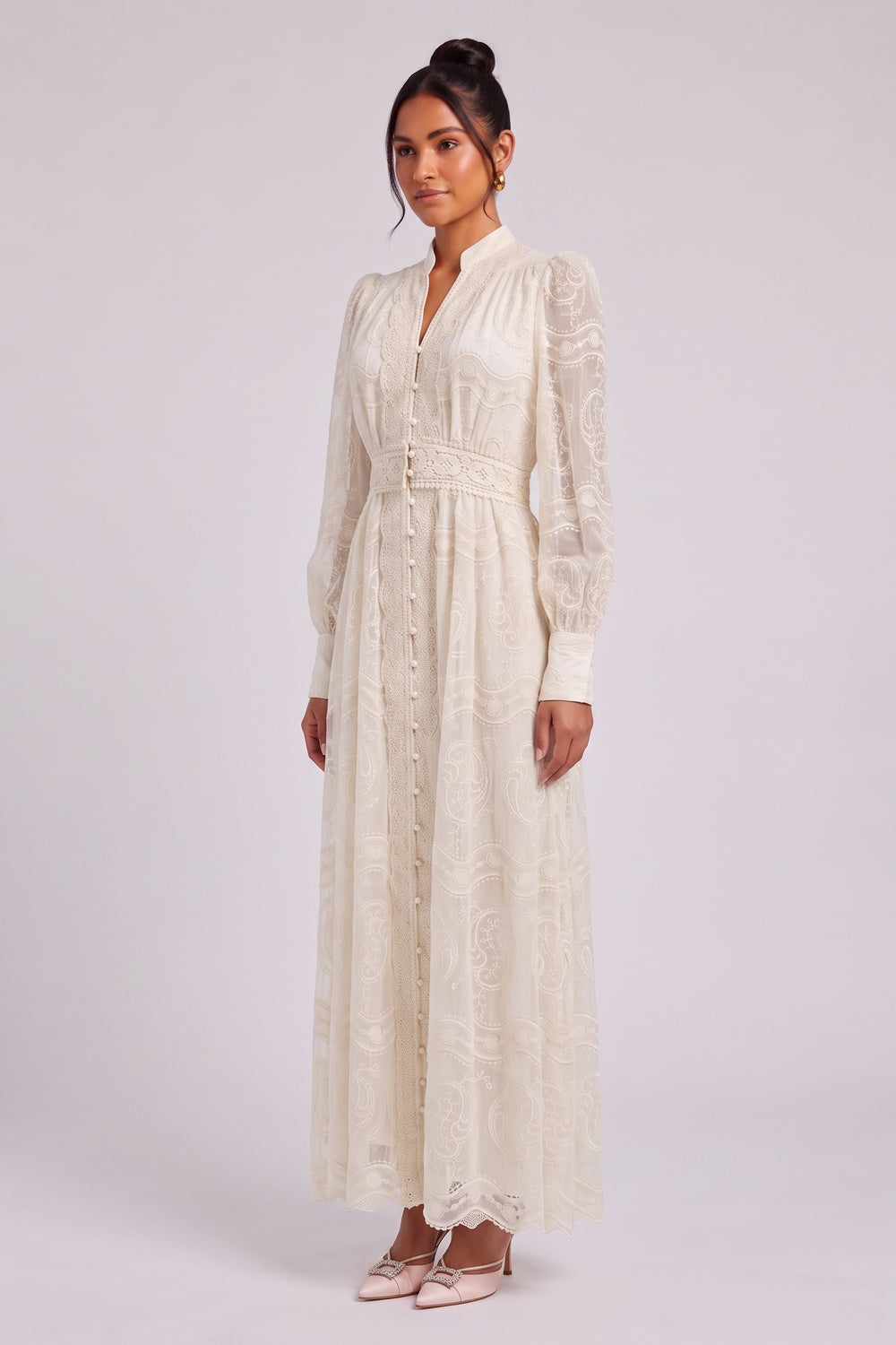 3c271e947b910ab6 CREAM LACE A-LINE DRESS | WEDDING GUEST & BRIDAL SHOWER