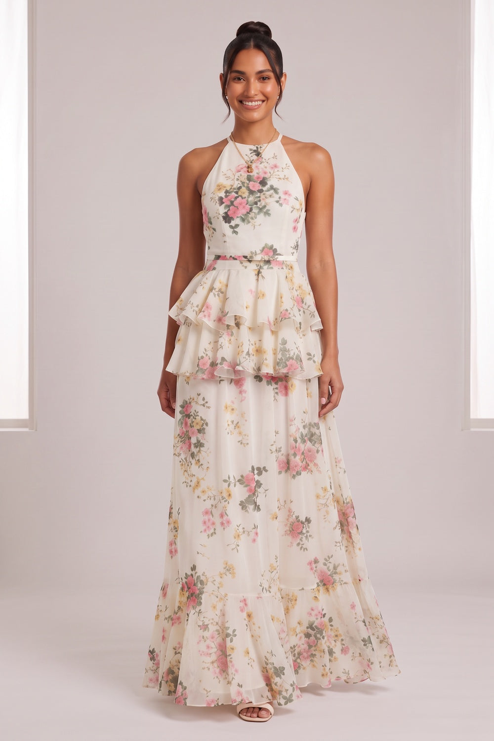 3d84bd3083620b61 IVORY CHIFFON HALTER A-LINE GOWN FOR FORMAL WEDDINGS