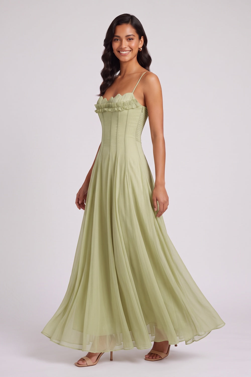 3dcf284201f6431b SAGE GREEN CHIFFON A-LINE GOWN – FORMAL & WEDDING