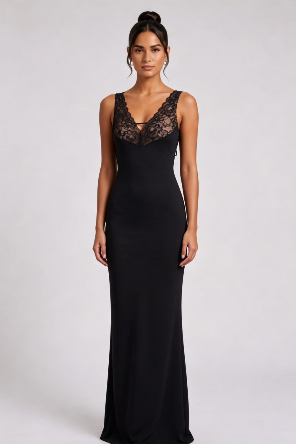 3e3d6edc5bc7ad5e4317838c55c0869a BLACK LACE BODICE COLUMN GOWN – FORMAL EVENING DRESS